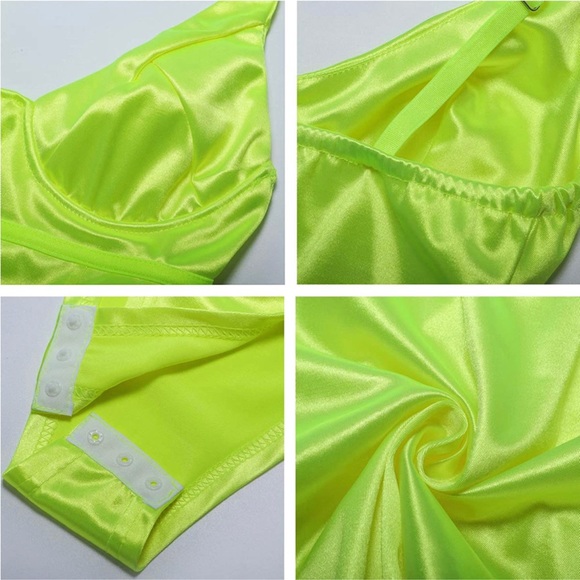 neon yellow shiny bodysuit - Picture 5 of 5